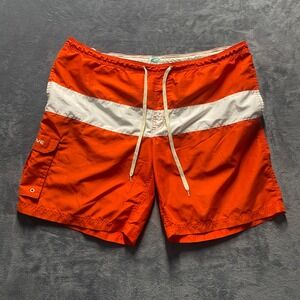 Teal Cove Swim Trunks Mens  XXL Orange White Striped Board Shorts Cargo Pocket
